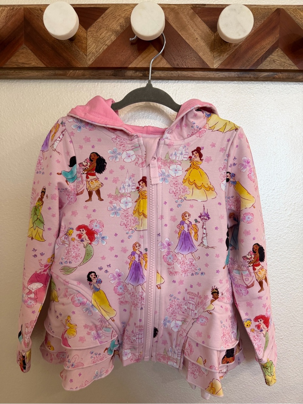 Little Sleepies x Disney Princess Garden hooded peplum jacket size 3T